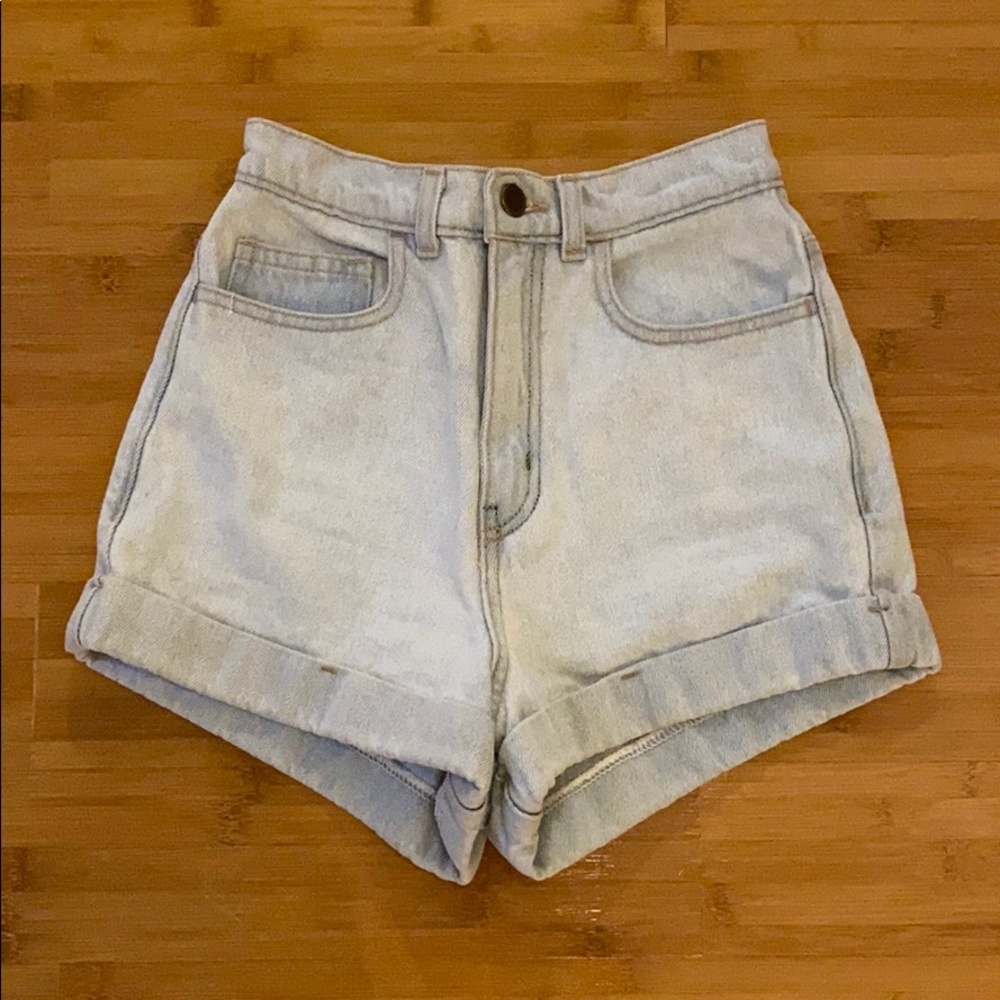 American Apparel: High waist light wash shorts